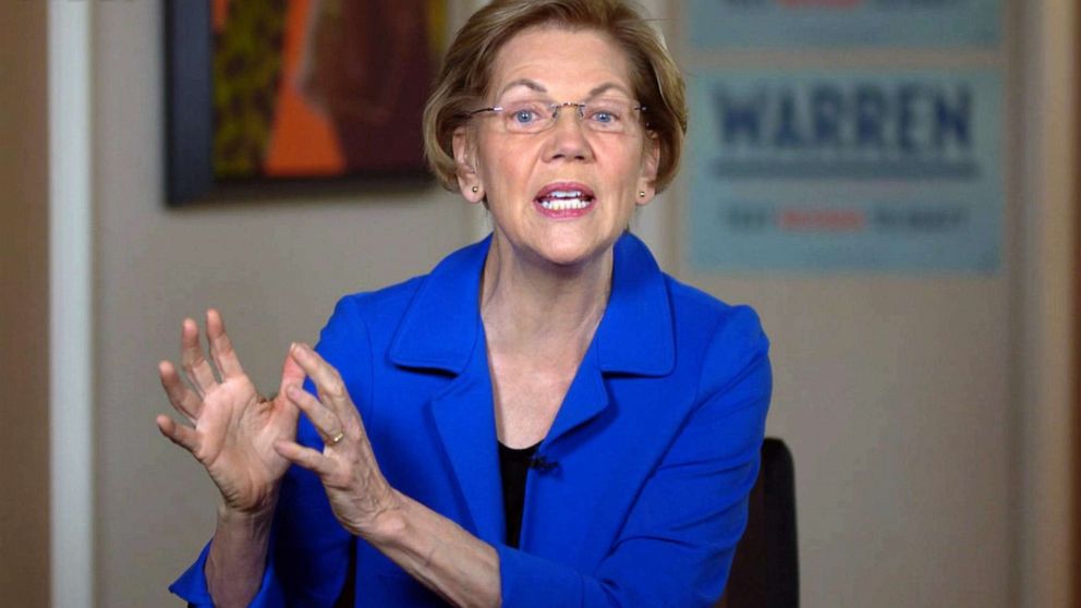 PHOTO: Sen. Elizabeth Warren appears on "The View" via satellite from Las Vegas, Feb. 202, 2020.