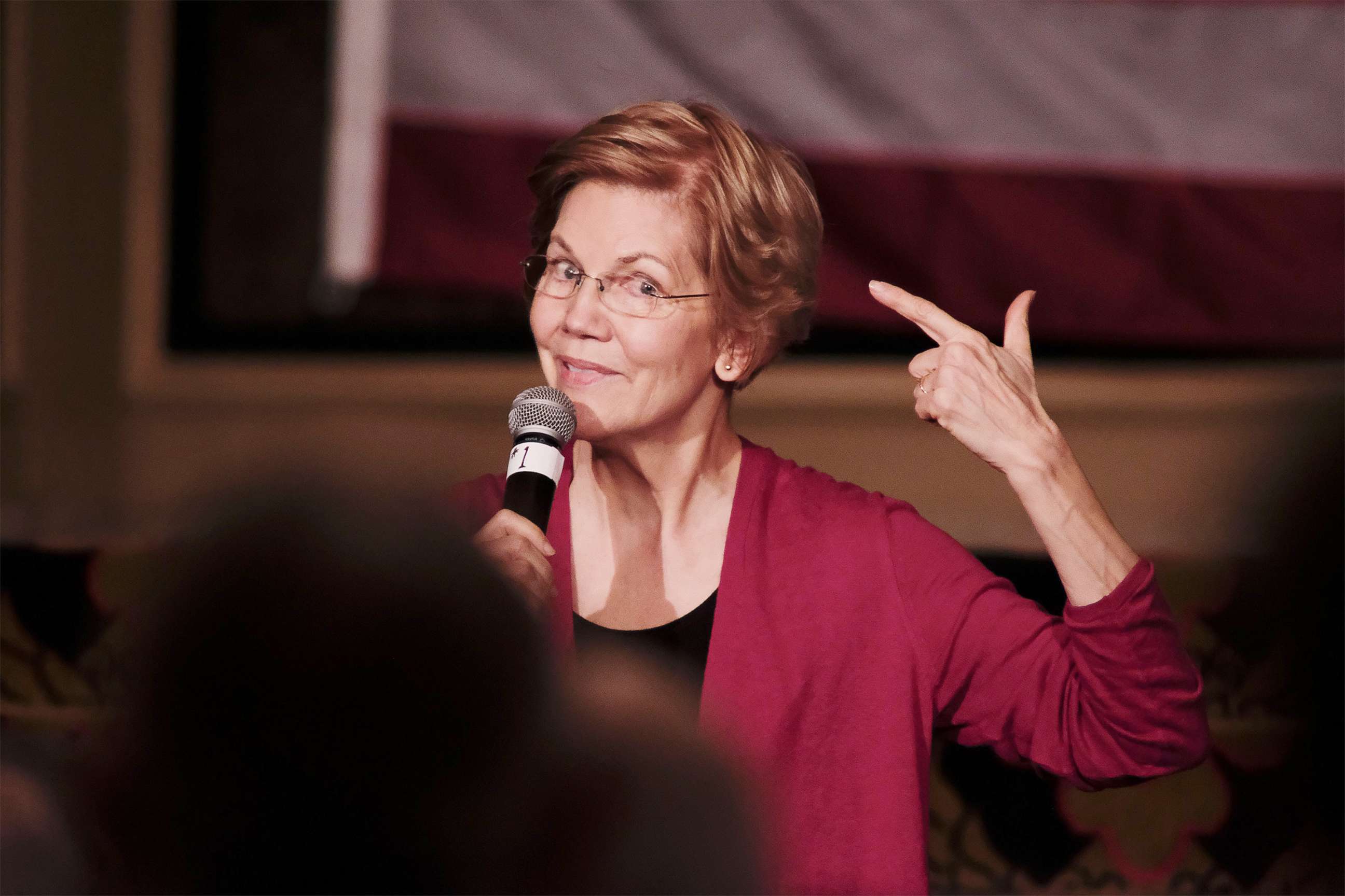 Elizabeth Warren talks to attendees as she holds an organizing event in Sioux City, Iowa, Jan. 5, 2019.