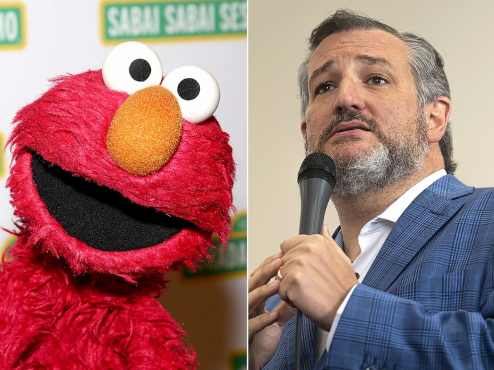 PHOTO: Sesame Street Muppet 'Elmo' attends the Sesame Workshop's 13th Annual Benefit Gala at Cipriani 42nd Street, May 27, 2015, in New York. Sen. Ted Cruz speaks during a campaign event for Yesli Vega, June 20, 2022, in Fredericksburg, Va.