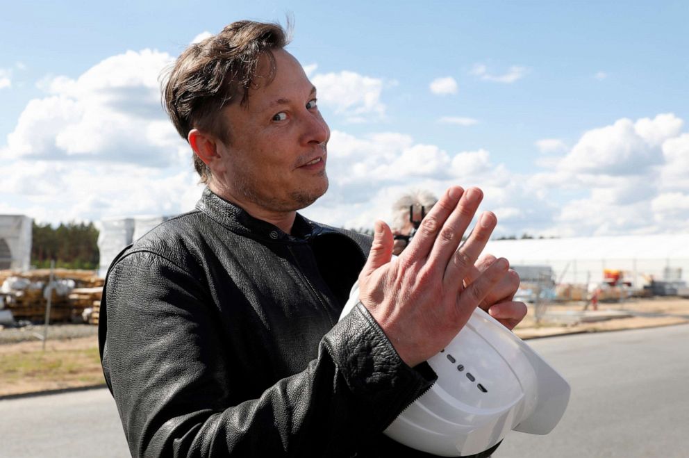 PHOTO: SpaceX founder and Tesla CEO Elon Musk visits the construction site of Tesla's gigafactory in Gruenheide, near Berlin, May 17, 2021.