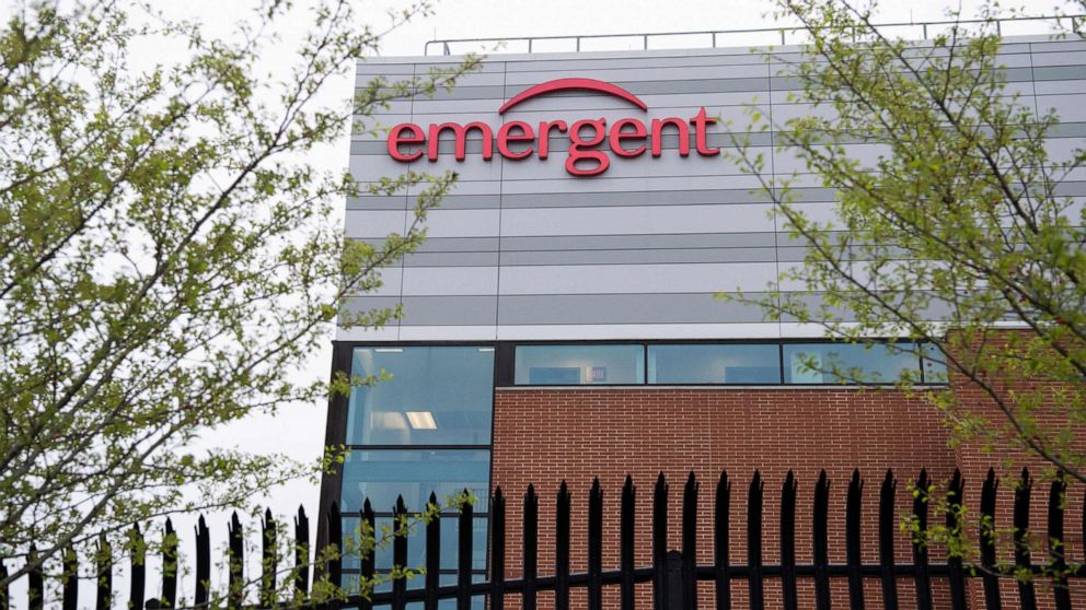 PHOTO: The Emergent BioSolutions plant, a manufacturing partner for Johnson & Johnson's Covid-19 vaccine, in Baltimore, Md., on April 9, 2021.