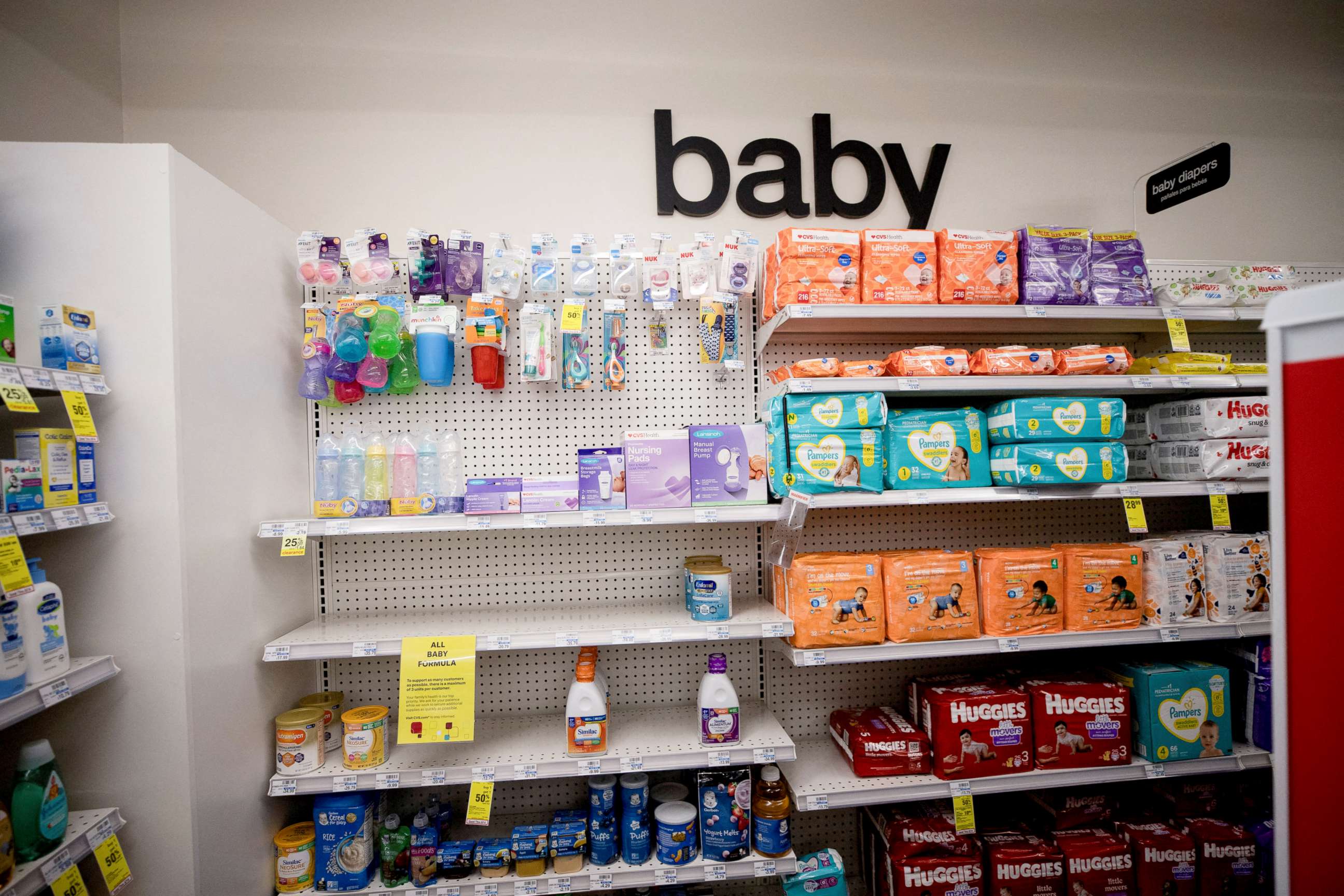 PHOTO: Empty shelves show a shortage of baby formula at a CVS store in San Antonio, Texas, May 10, 2022.