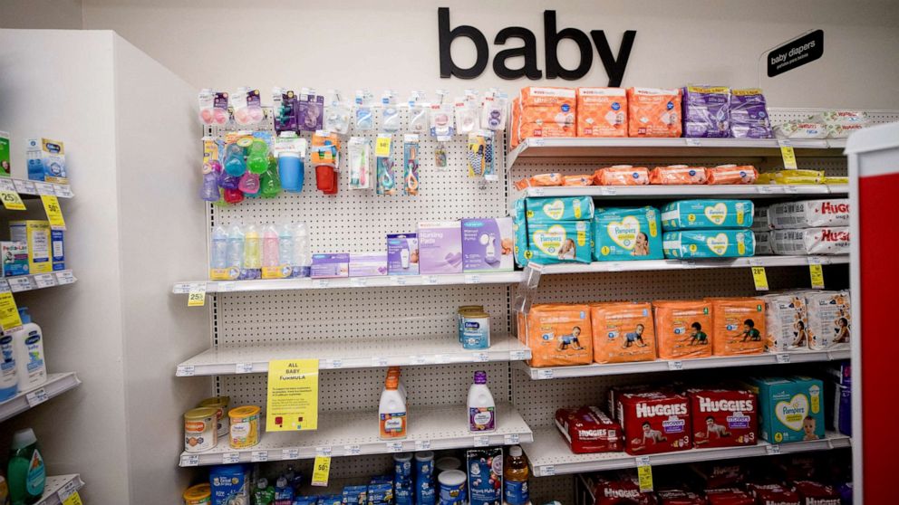 PHOTO: Empty shelves show a shortage of baby formula at a CVS store in San Antonio, Texas, May 10, 2022.