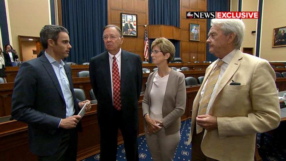 PHOTO: ABC News Senior Washington Reporter Devin Dwyer, left, interviews three Republican former EPA administrators, Lee Thomas, Christine Todd Whitman and William Reilly, on Capitol Hill.