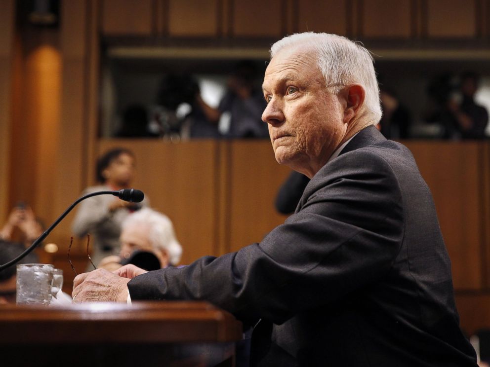 PHOTO: Attorney General Jeff Sessions takes his seat before the Senate Intelligence Committee in the Hart Senate office Building in Washington, D.C., June 13, 2017.
