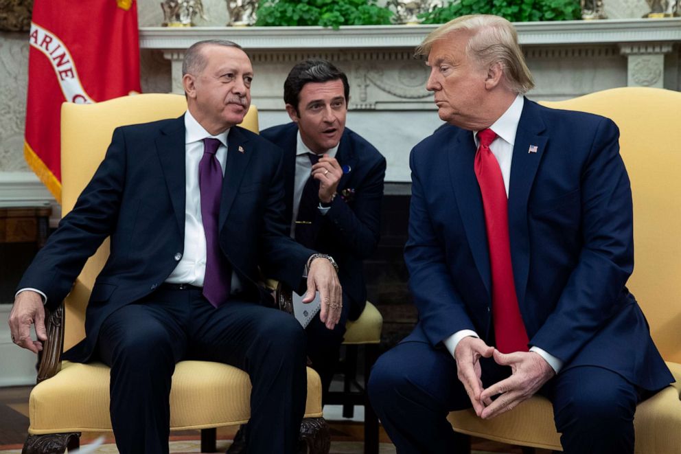 PHOTO: Turkish President Recep Tayyip Erdogan meets with President Donald Trump in the Oval Office of the White House, Nov. 13, 2019, in Washington, D.C.