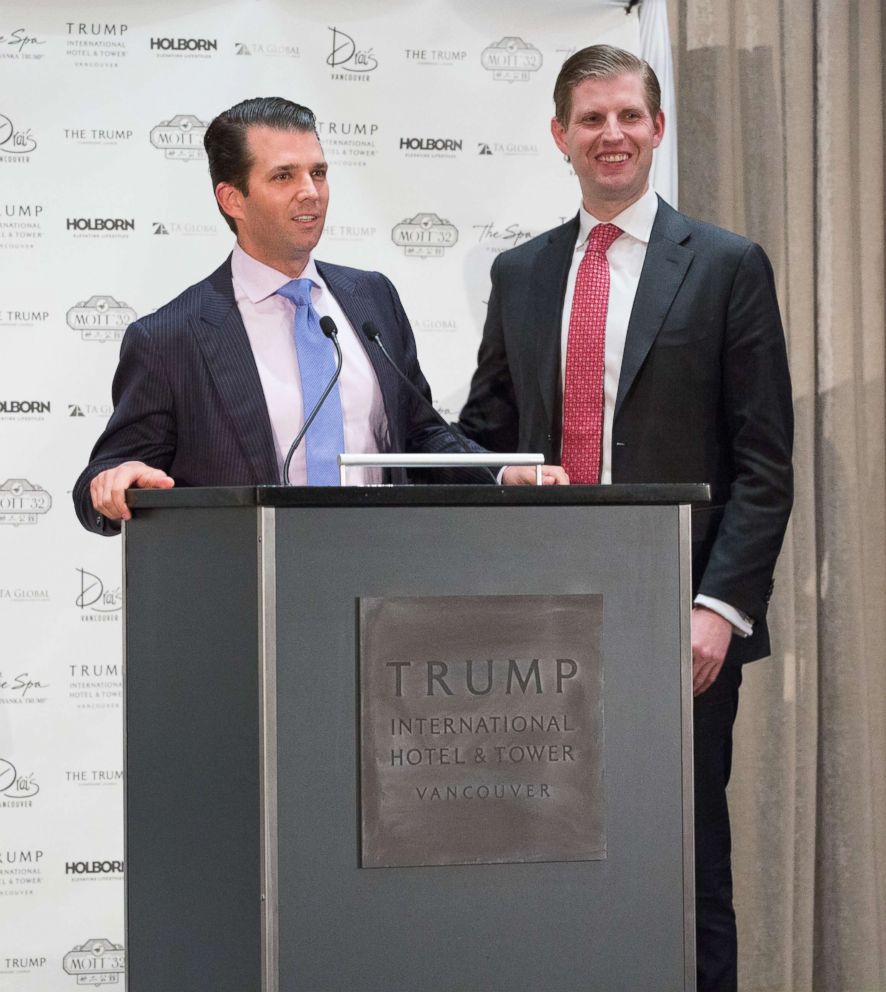 PHOTO: Donald Trump Jr. and Eric Trump attend the Trump International Hotel And Tower Vancouver Grand Opening on Feb. 28, 2017 in Vancouver.