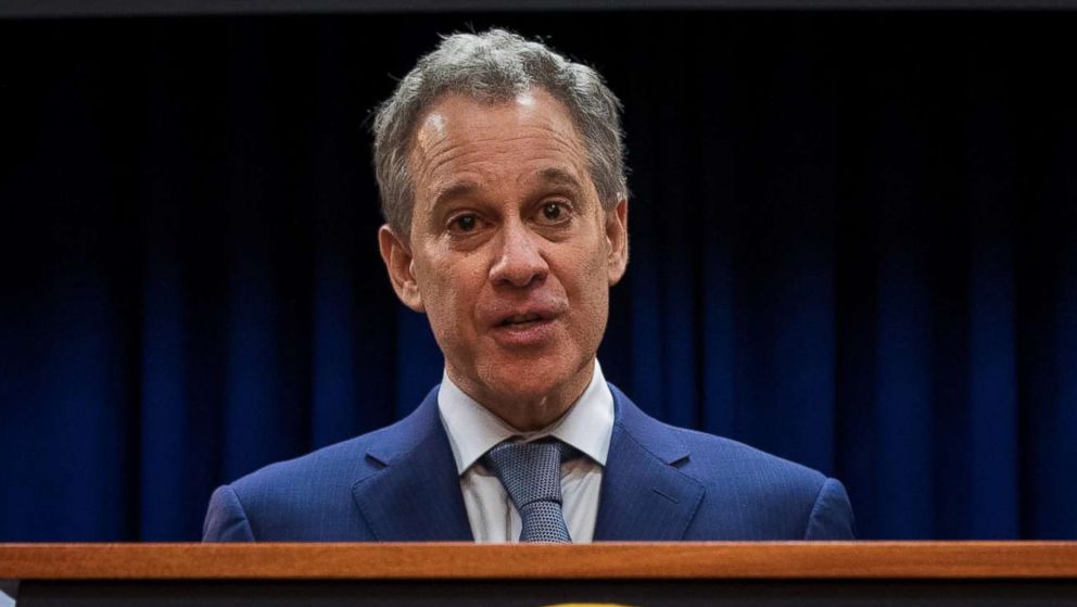 PHOTO: New York State Attorney General Eric Schneiderman speaks a press conference, Aug. 3, 2017 in the Brooklyn borough of New York.