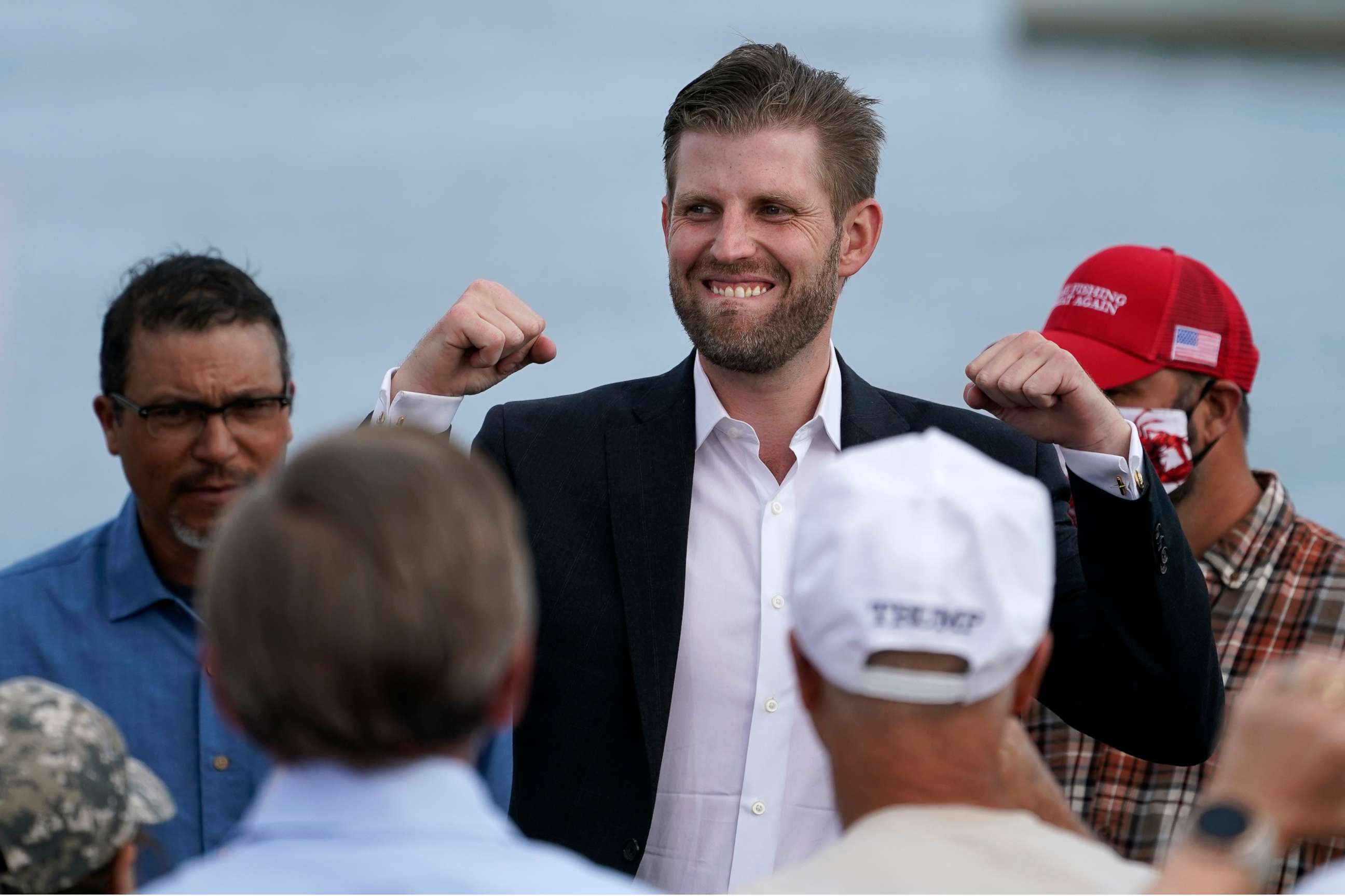 PHOTO: Eric Trump, the son of President Donald Trump, speaks at a campaign rally for his father, Tuesday, Sept. 17, 2020, in Saco, Maine.