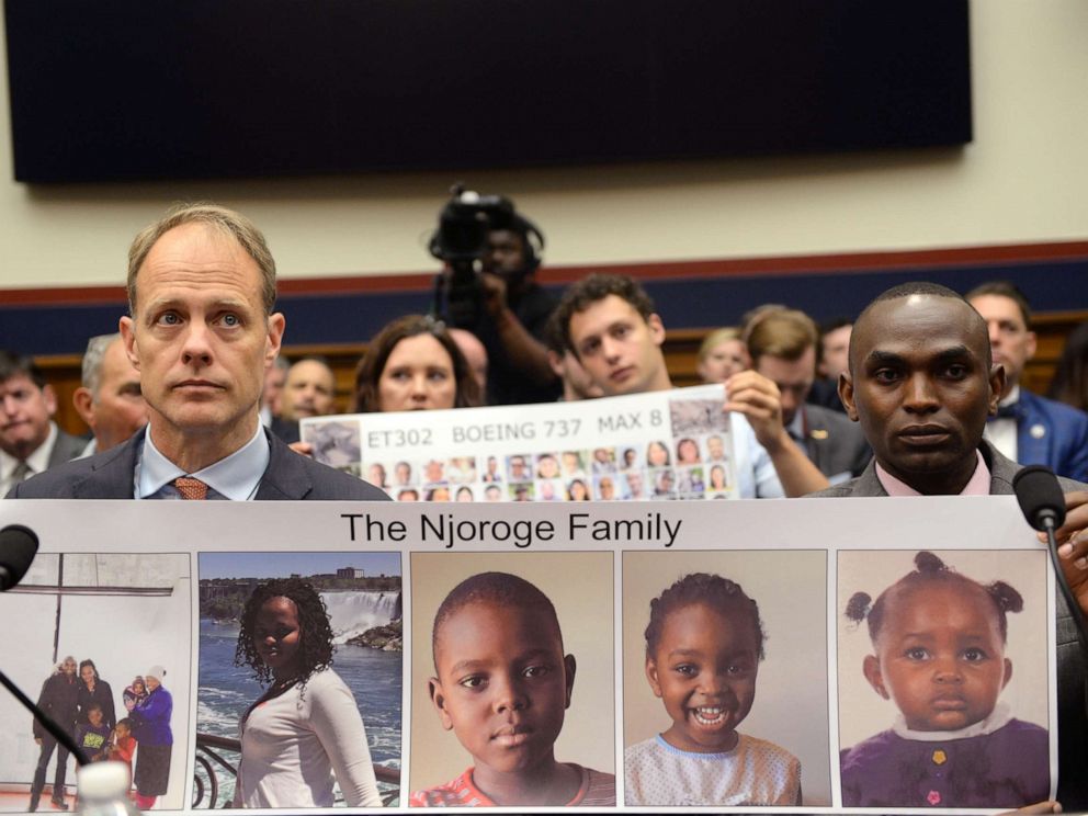 PHOTO: Michael Stumo, father of Flight ET302 victim Samya Stumo, and Paul Njoroge, representing the families of Ethiopian Airlines Flight 302, testify in Washington, D.C., July 17, 2019.