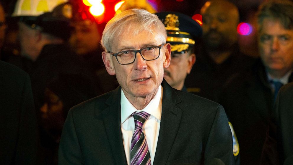 PHOTO: Wisconsin Governor Tony Evers speaks to the media following a shooting at the Molson Coors Brewing Co. campus, Feb. 26, 2020, in Milwaukee.