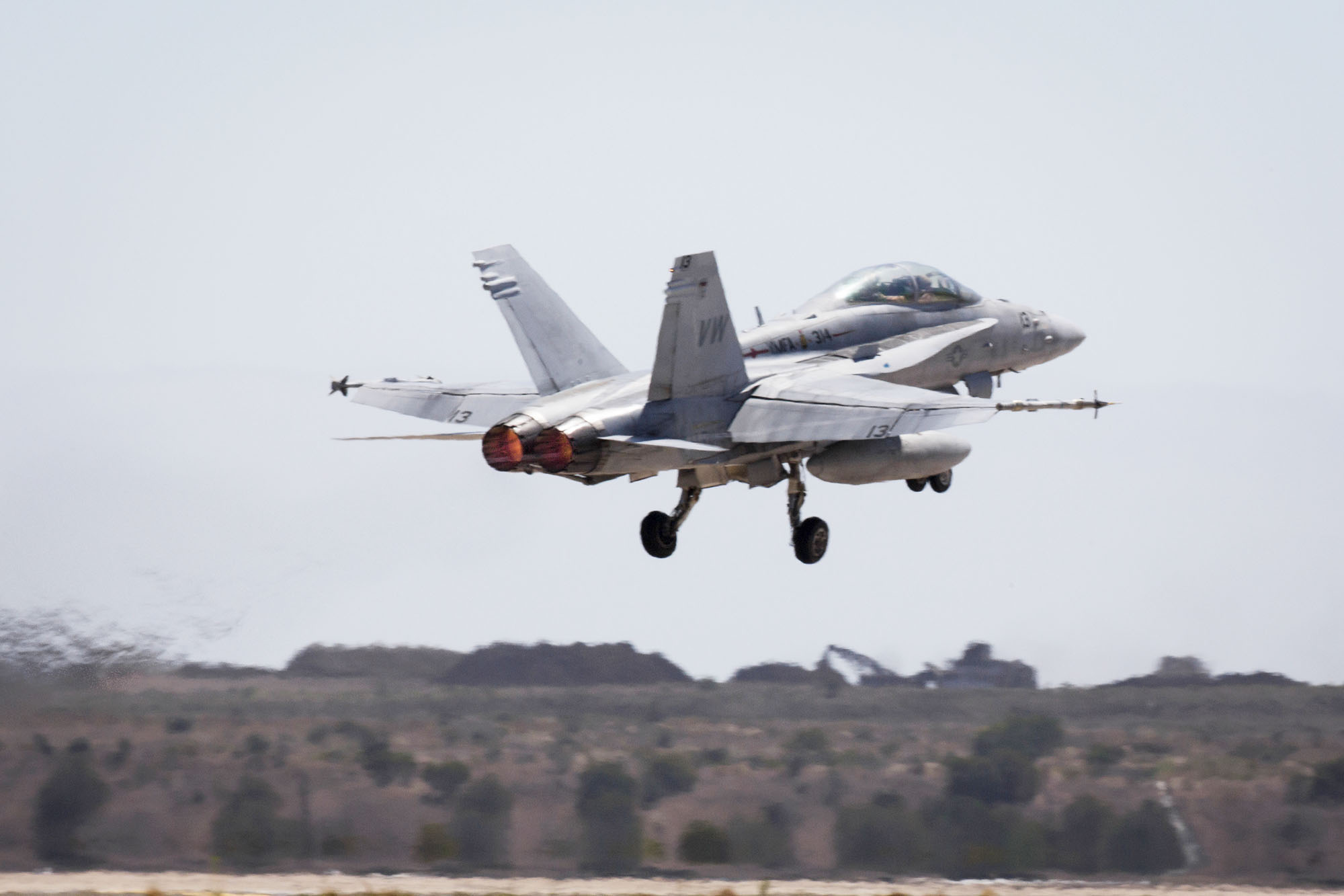 PHOTO: A U.S. F/A-18 Super Horne takes off from Marine Corps Air Station Miramar, San Diego, California, July 14, 2015,.