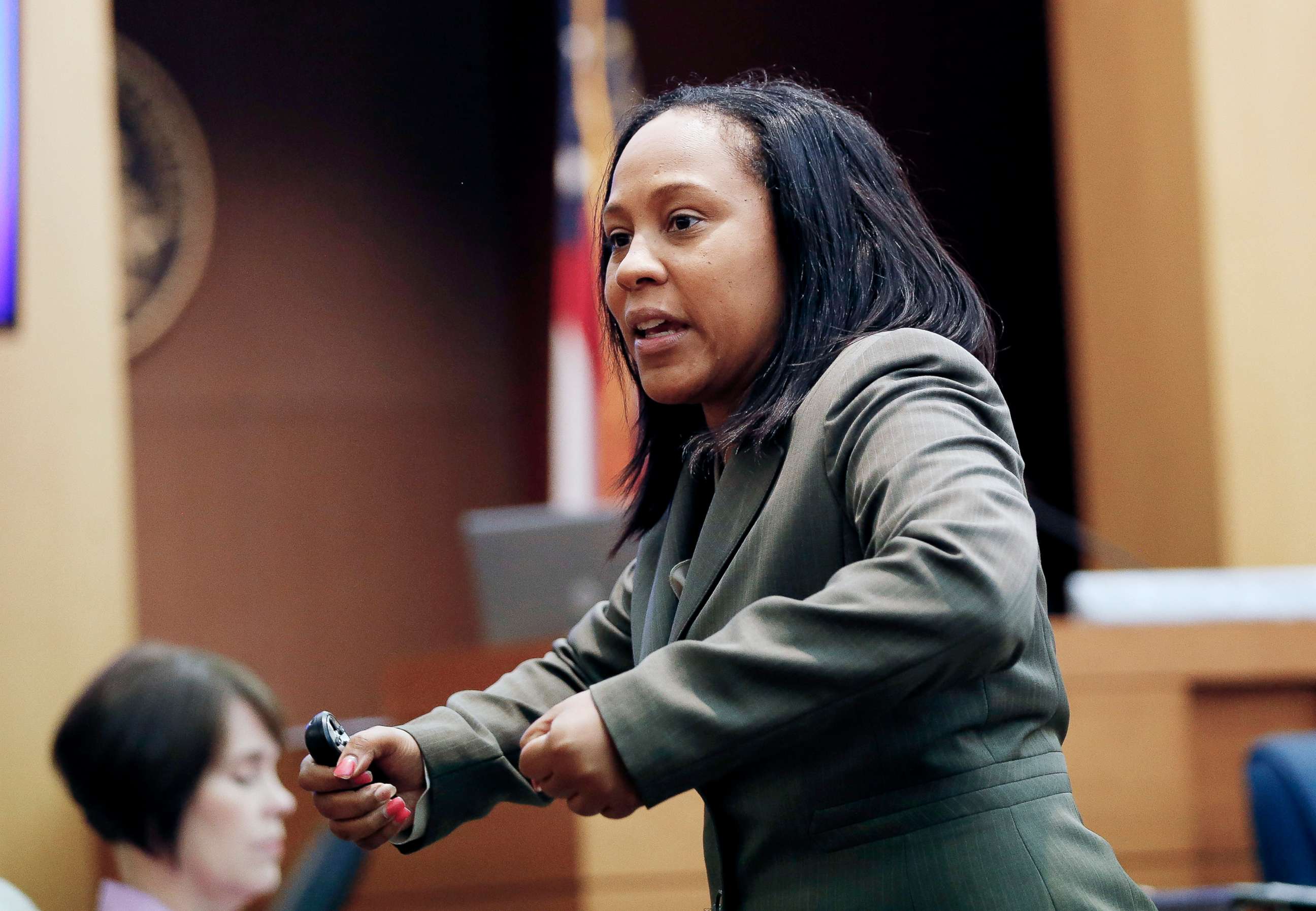 PHOTO: In this Aug. 24, 2016, file photo, Fulton County Deputy District Attorney Fani Willis makes her closing arguments during a trial in Atlanta.