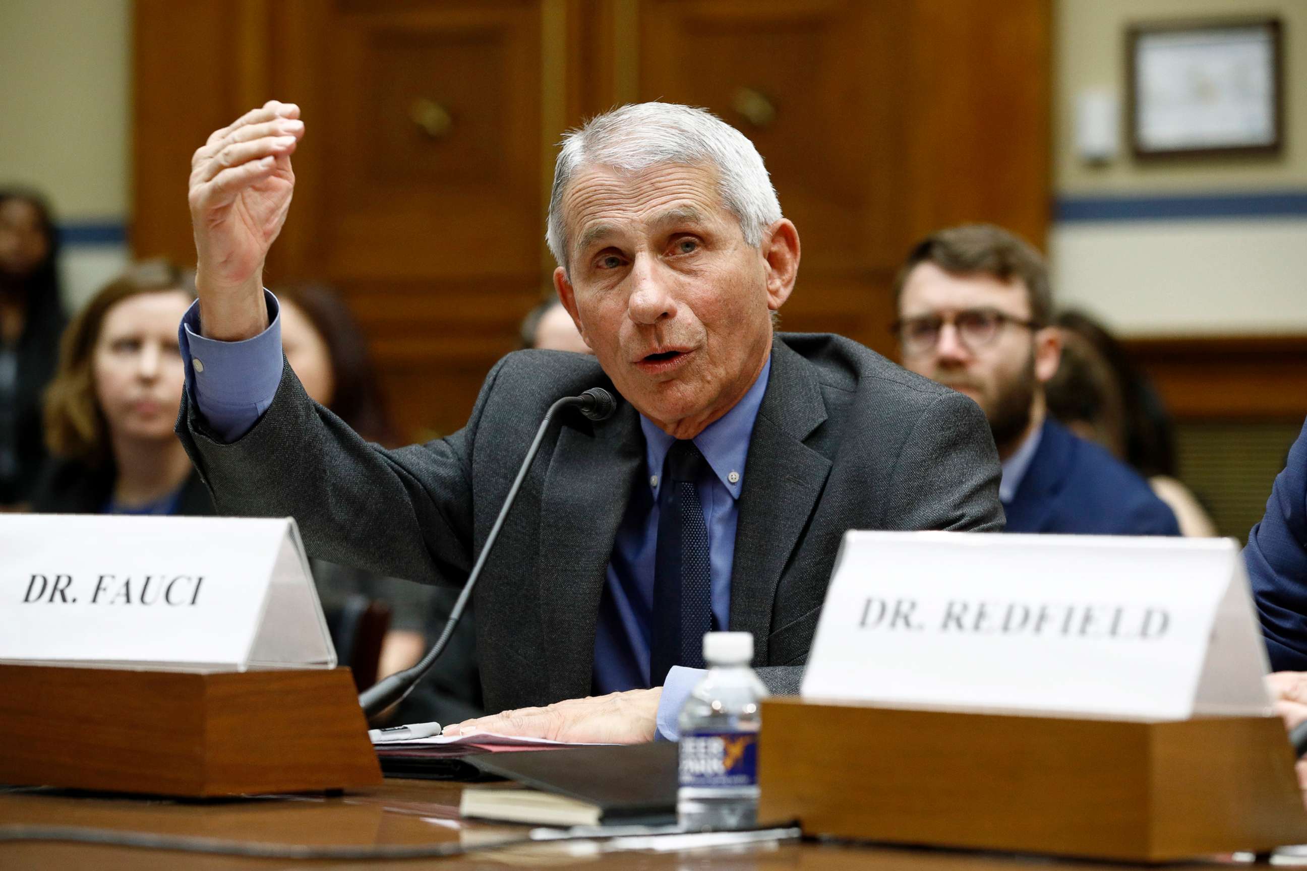 PHOTO: Dr. Anthony Fauci, director of the National Institute of Allergy and Infectious Diseases, testifies before a House Oversight Committee hearing on preparedness for and response to the coronavirus outbreak on Capitol Hill, March 11, 2020. 