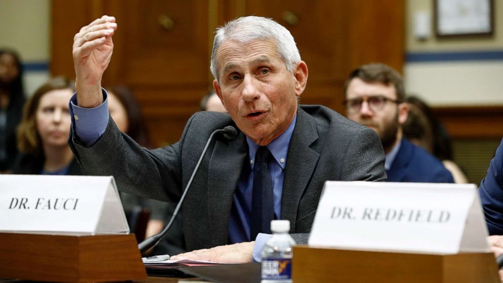 PHOTO: Dr. Anthony Fauci, director of the National Institute of Allergy and Infectious Diseases, testifies before a House Oversight Committee hearing on preparedness for and response to the coronavirus outbreak on Capitol Hill, March 11, 2020. 