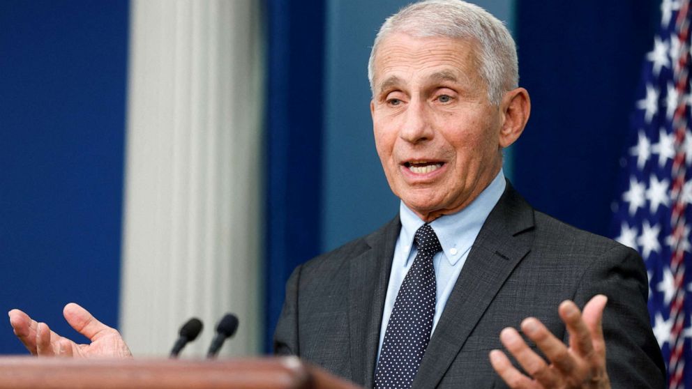 PHOTO: NIH National Institute of Allergy and Infectious Diseases Director Anthony Fauci joins White House Press Secretary Karine Jean-Pierre for the daily press briefing at the White House, Nov. 22, 2022.