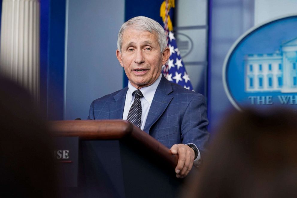 PHOTO: Dr. Anthony Fauci, director of the National Institute of Allergy and Infectious Diseases, speaks during the daily briefing at the White House, Dec. 1, 2021. 