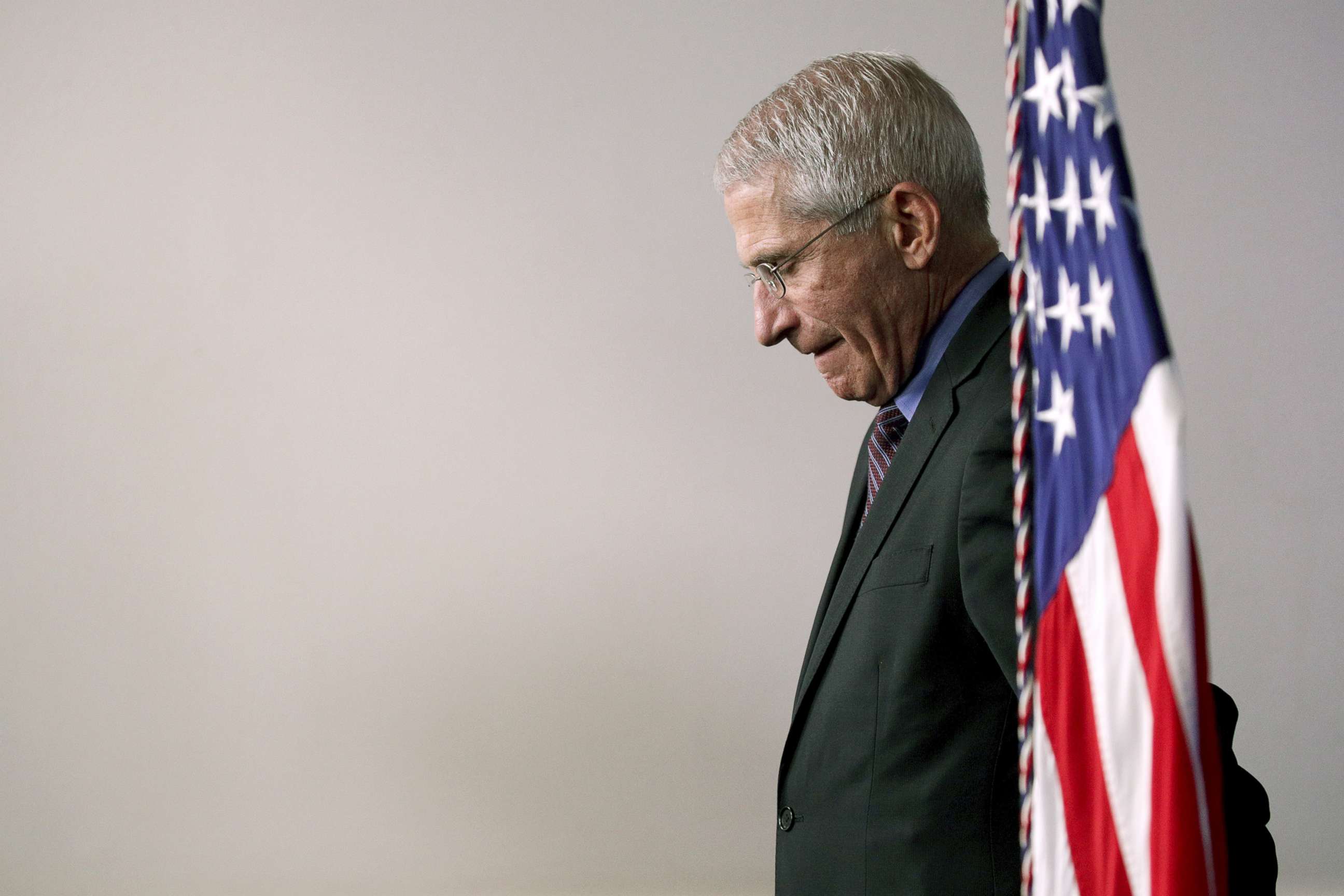 PHOTO: National Institute of Allergy and Infectious Diseases Director Anthony Fauci attends the daily coronavirus briefing in the Brady Press Briefing Room at the White House on April 9, 2020.