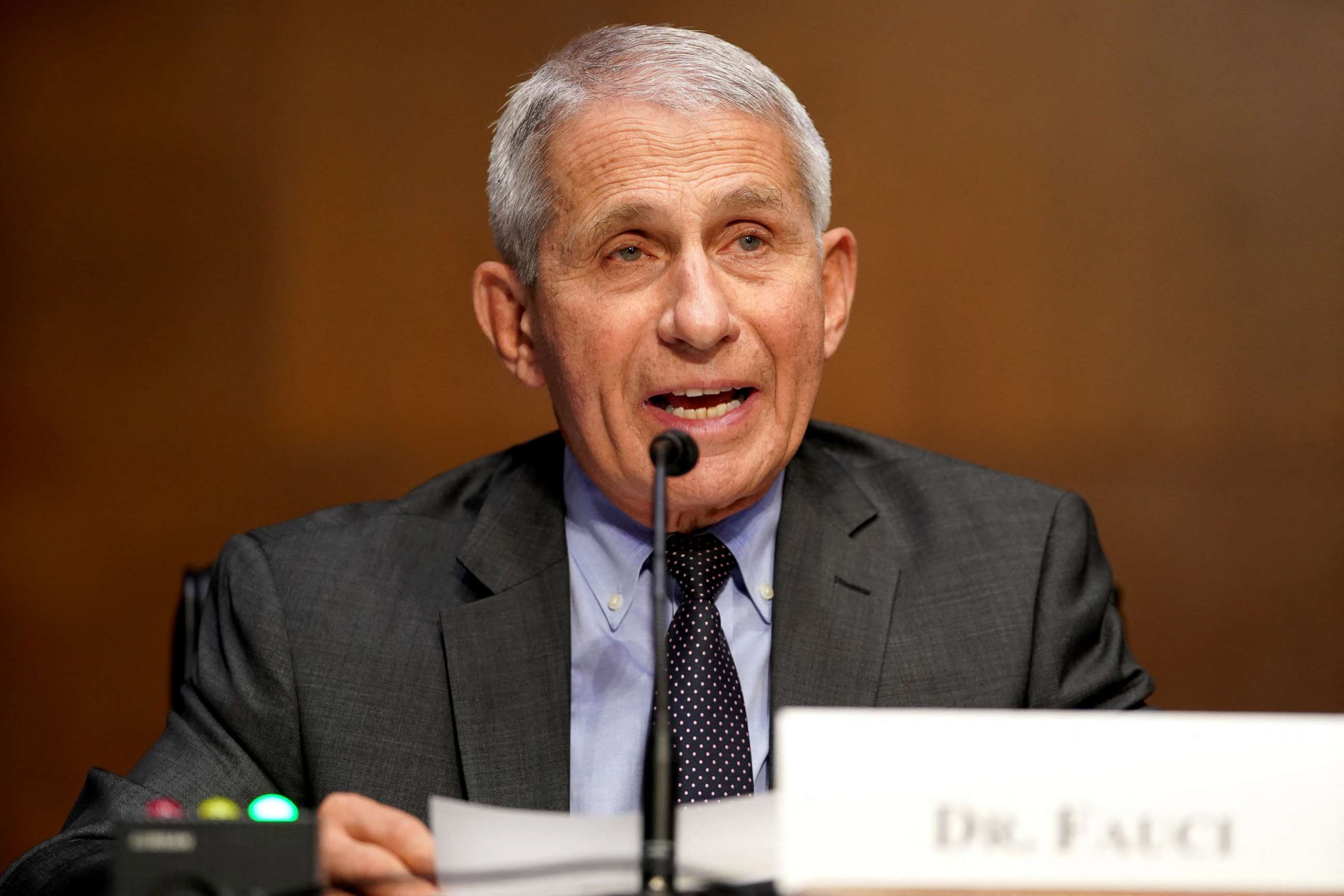PHOTO: Dr. Anthony Fauci gives an opening statement during a Senate Health, Education, Labor and Pensions Committee hearing to discuss the on-going federal response to Covid-19, May 11, 2021, in Washington, DC.