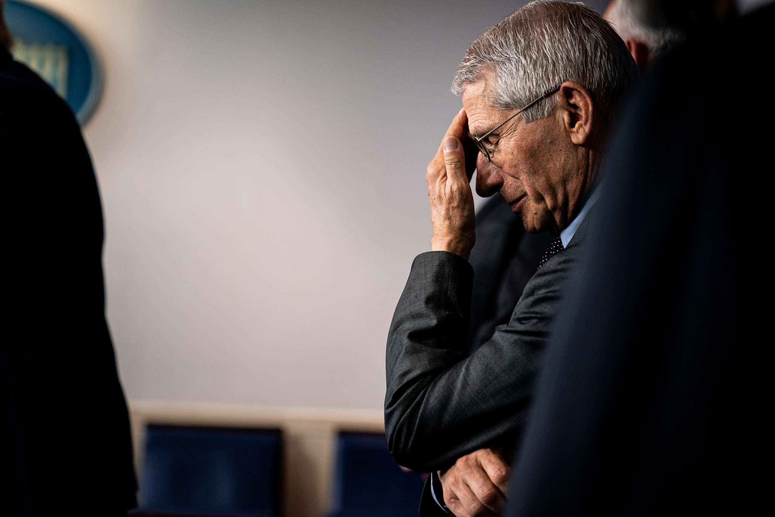 PHOTO: Dr. Anthony Fauci, the director of the National Institute of Allergy and Infectious Diseases, rubs his forehead.