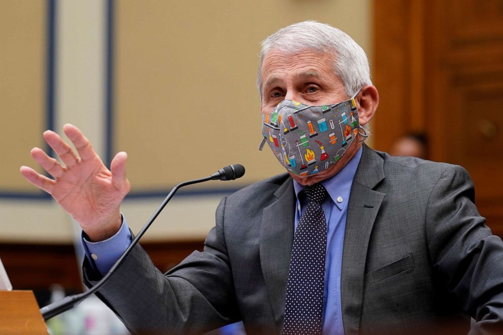 PHOTO: Dr. Anthony Fauci, director of the National Institute of Allergy and Infectious Diseases testifies during a House Select Subcommittee on the Coronavirus Crisis hearing on the Capitol Hill in Washington, April 15, 2021.