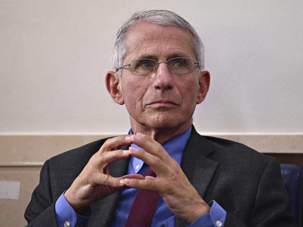 PHOTO: Dr. Anthony Fauci, director of the National Institute of Allergy and Infectious Diseases, listens during a Coronavirus Task Force briefing at the White House, in Washington, April 10, 2020.