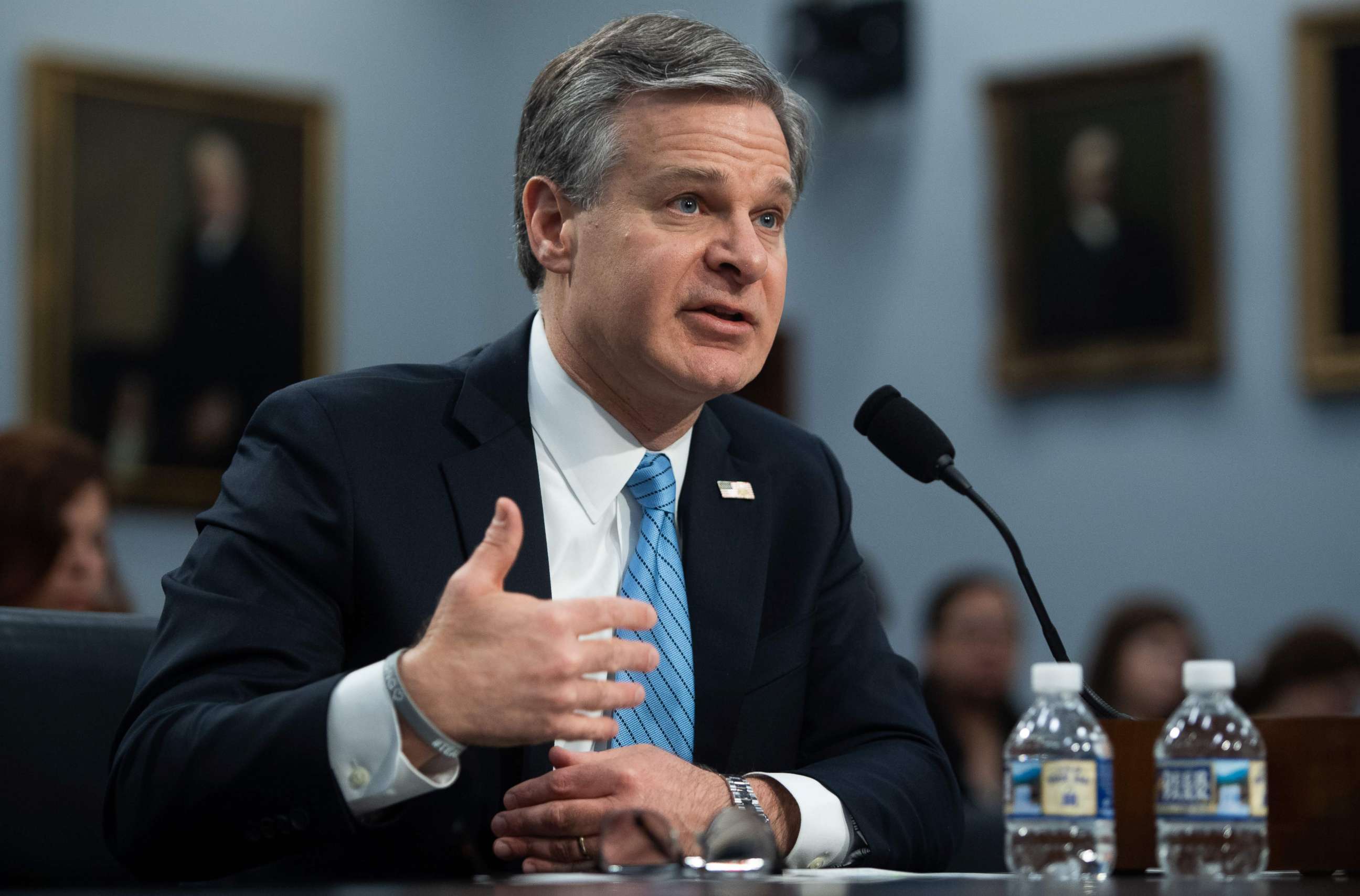 PHOTO: FBI Director Christopher Wray testifies during a U.S. House Commerce, Justice, Science, and Related Agencies Subcommittee hearing on the FBI's Budget Request for Fiscal Year 2020, on Capitol Hill in Washington, April 4, 2019.