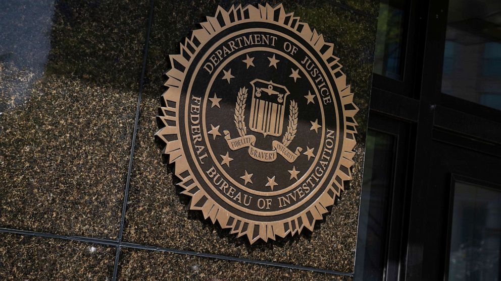 PHOTO: In this April 22, 2022 file photo, the Federal Bureau of Investigation seal is shown at the J. Edgar Hoover building in Washington, D.C.