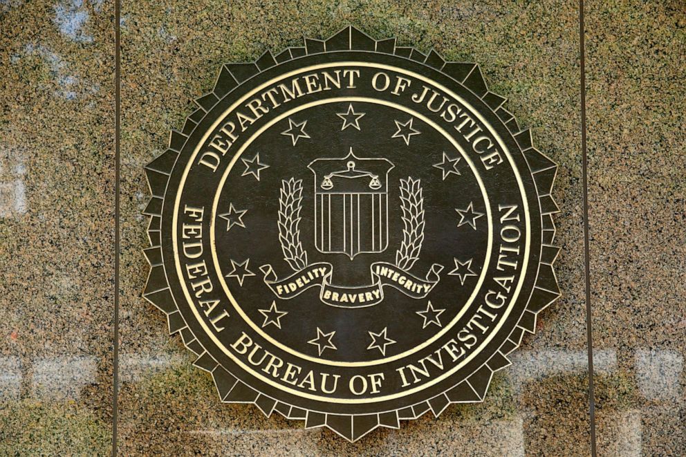 PHOTO: In this July 5, 2016, file photo, the FBI seal is seen outside the headquarters building in Washington, D.C.
