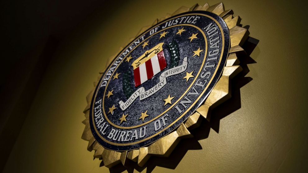PHOTO: The seal of the Federal Bureau of Investigation (FBI) hangs on a wall at the FBI headquarters in Washington, D.C., June 14, 2018.