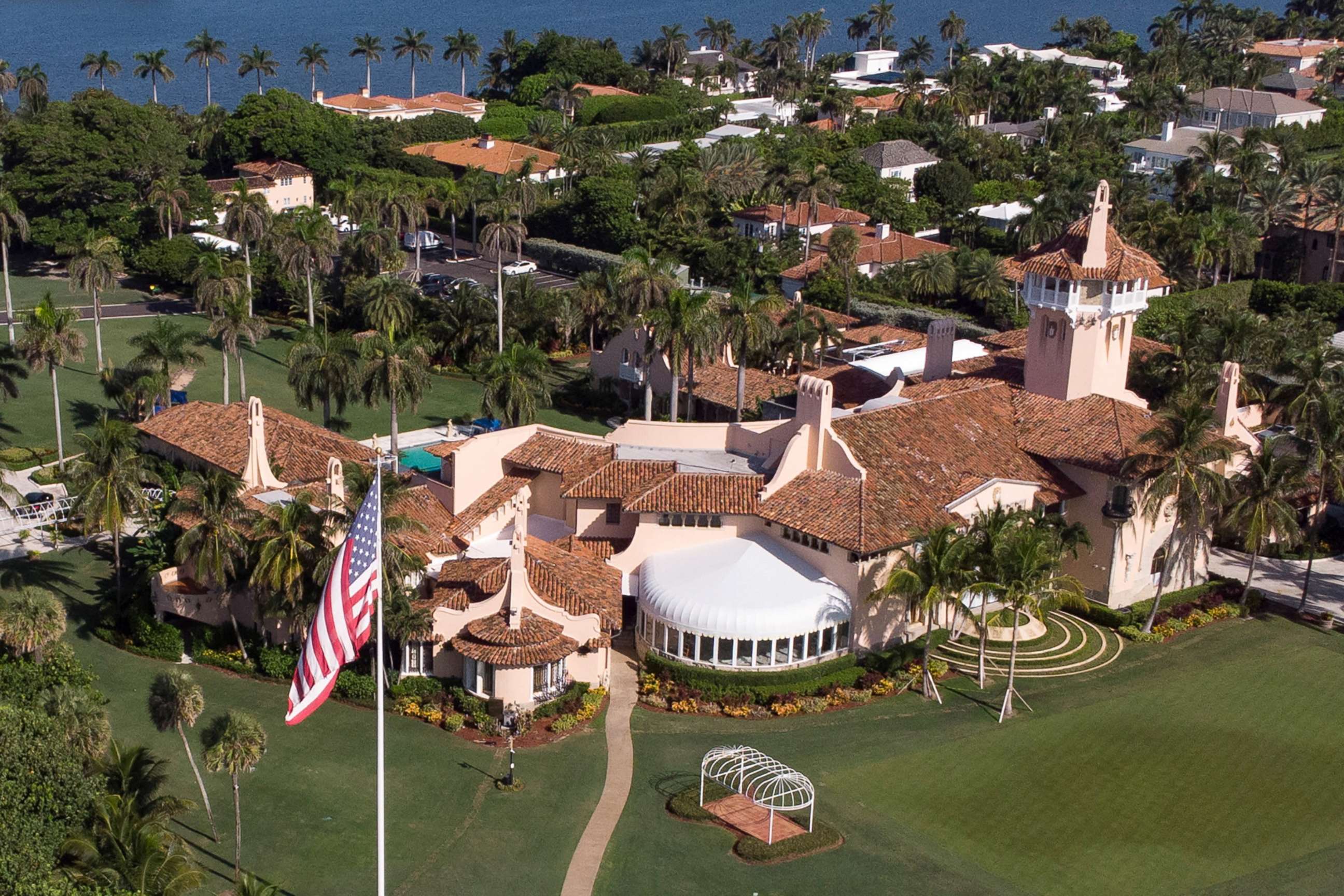 PHOTO: An aerial view shows former U.S. President Donald Trump's Mar-a-Lago home after Trump said that FBI agents raided it, in Palm Beach, Fla., Aug. 15, 2022. 