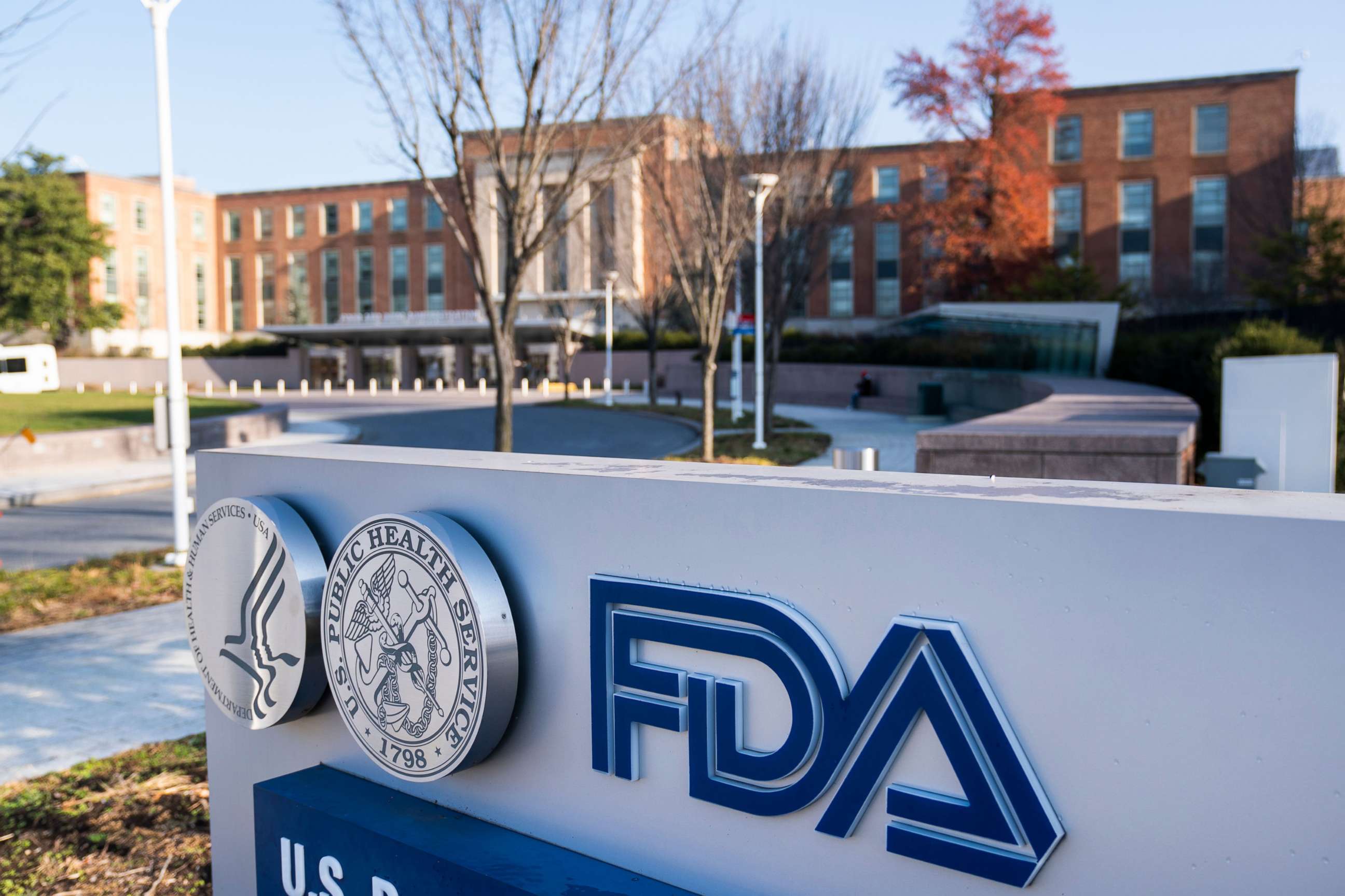 PHOTO: The United States Food and Drug Administration (FDA) headquarters is shown in Silver Spring, Md., Dec. 10, 2020.