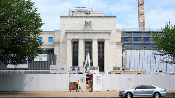 The Federal Reserve Board Building is seen as it undergoes renovations, June 10, 2025, in Washington, D.C. 
