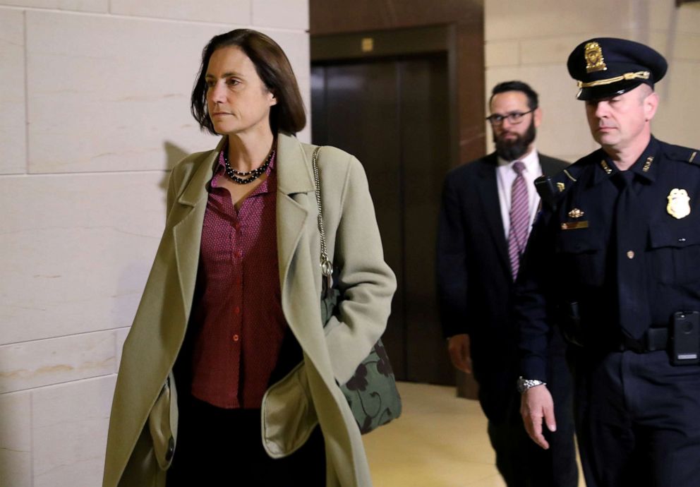 PHOTO: Fiona Hill, former senior director for European and Russian affairs on the National Security Council, arrives to review her previous testimony in the impeachment inquiry into U.S. President Trump on Capitol Hill in Washington, Nov. 4, 2019.