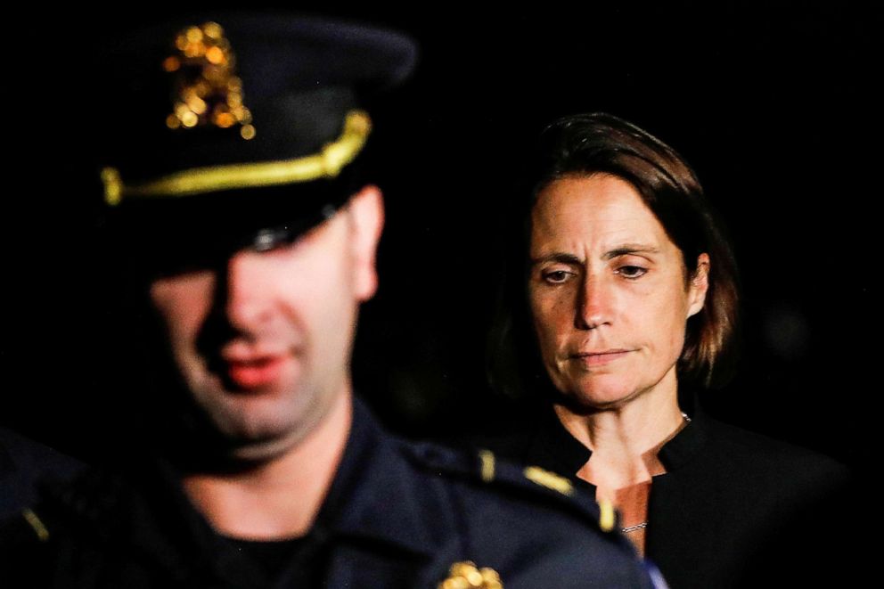 PHOTO: Fiona Hill, former senior director for European and Russian affairs on the National Security Council, departs after testifying in the House of Representatives impeachment inquiry into President Trump on Capitol Hill in Washington, Oct. 14, 2019.