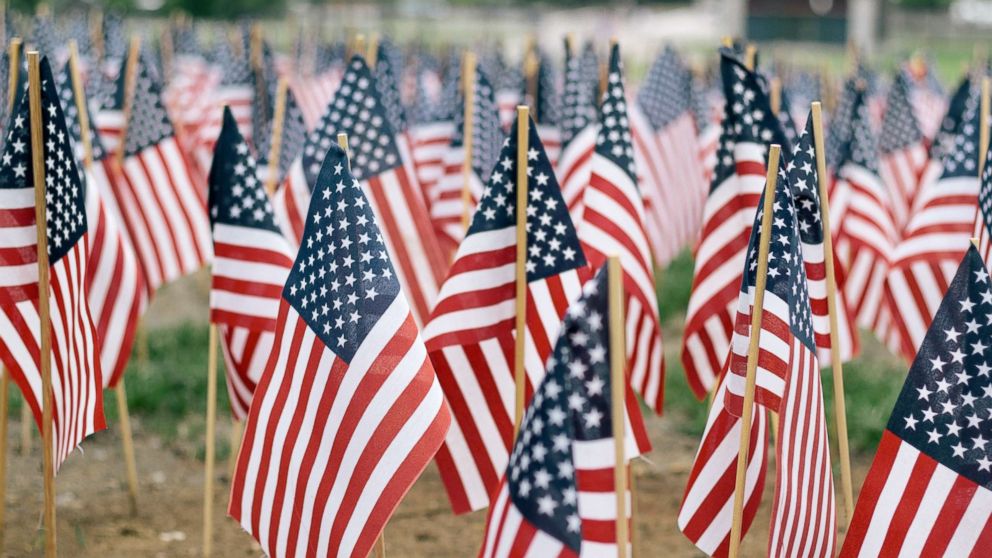US flags are seen in this undated stock photo.