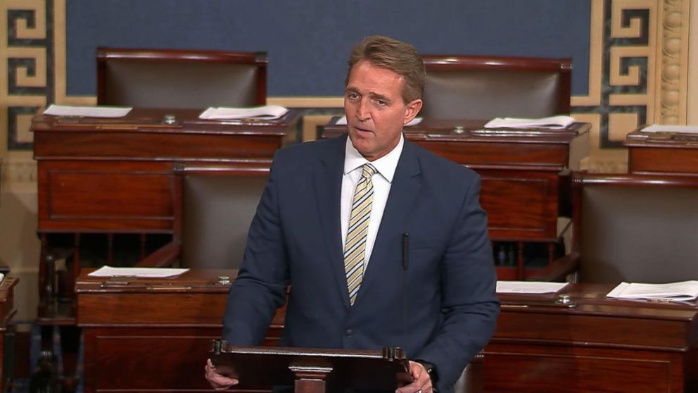 Senator Jeff Flake during his speech on the Senate floor, Jan. 17, 2018.