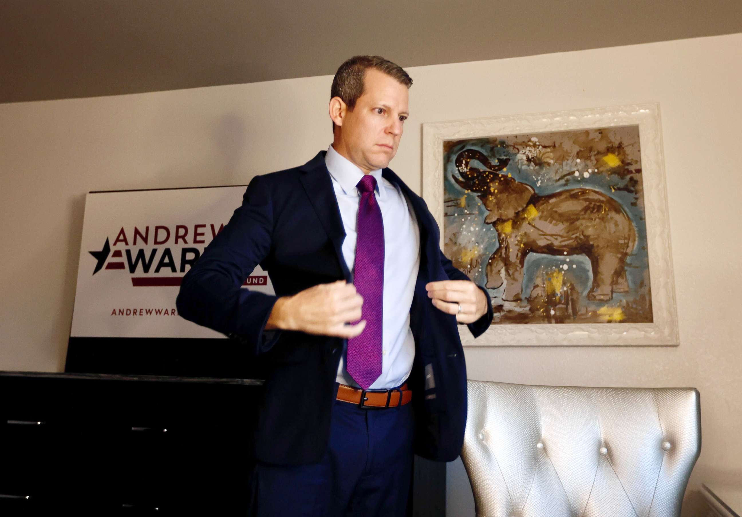 PHOTO: Andrew Warren, who was removed from his elected post as Hillsborough's state attorney by Gov. Ron DeSantis, prepares for a press conference in Tallahassee, Fla., Aug. 17, 2022.
