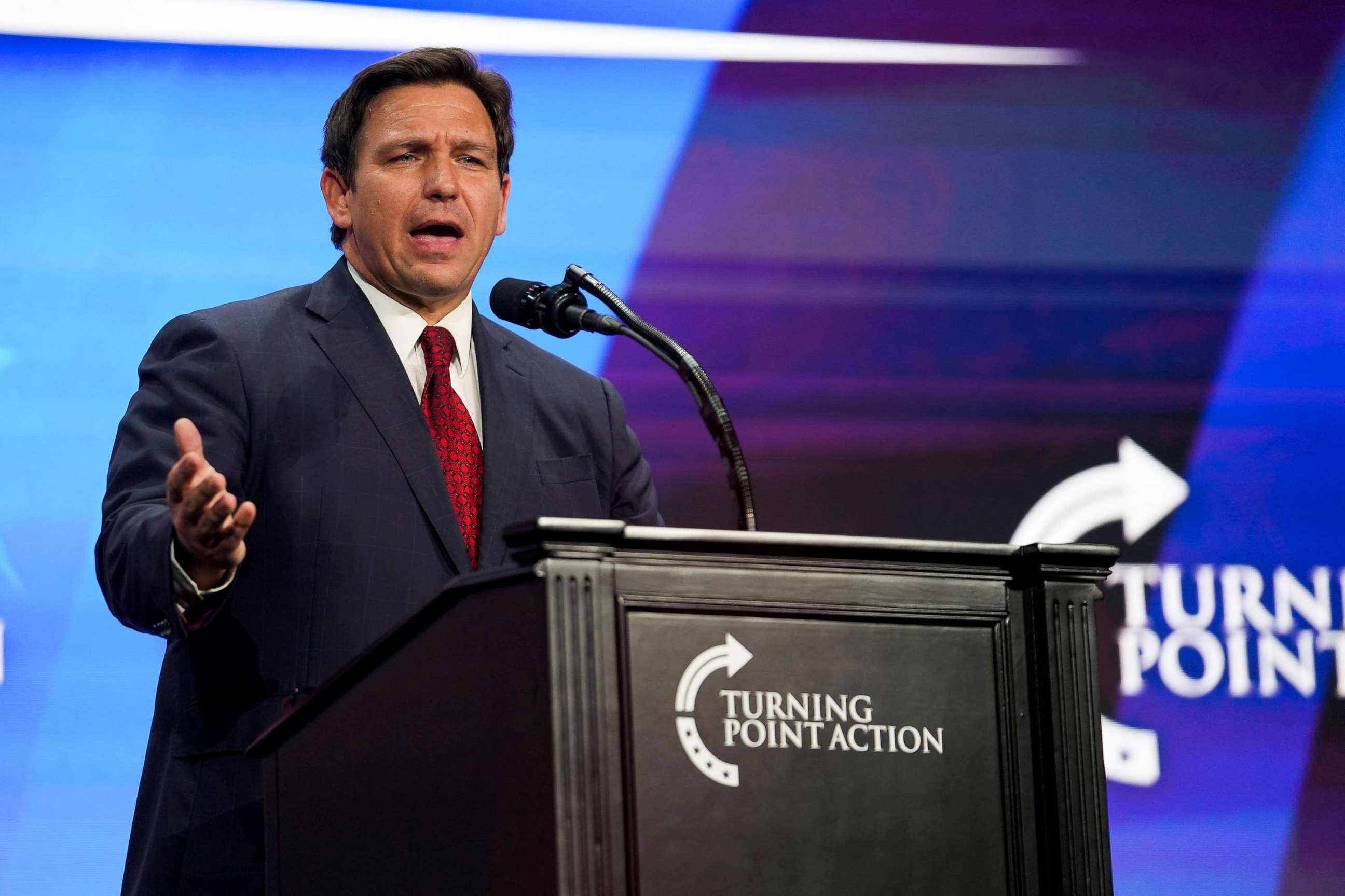 PHOTO: Ron DeSantis, governor of Florida, speaks during a Unite and Win rally in Phoenix, Aug. 14, 2022.