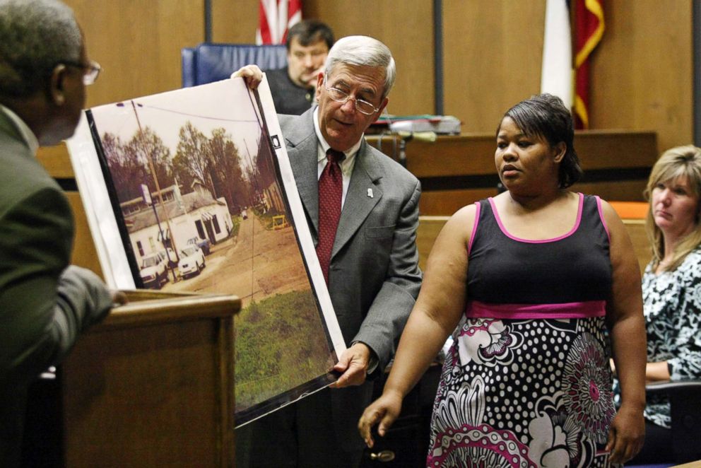 PHOTO: Clemmie Flemming points out where she spotted Curtis Flowers the morning of July 16, 1996, after four slayings occurred at Tardy Furniture in Winona, Miss., June 14, 2010, in Greenwood, Miss.