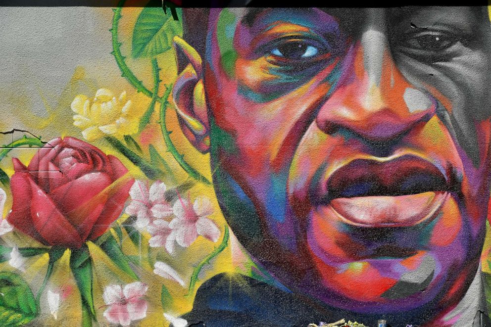 PHOTO: A mural of George Floyd is painted on a wall along Colfax Avenue in Denver, June 7, 2020.