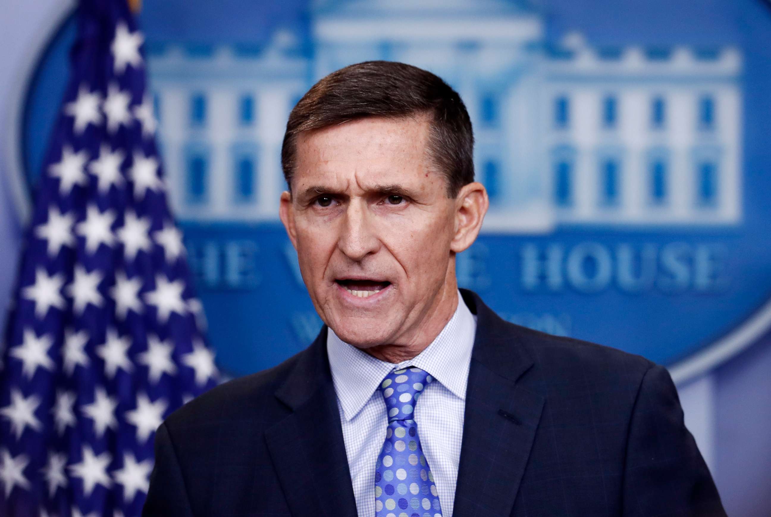 PHOTO: Former National Security Adviser Michael Flynn during the daily news briefing at the White House, Feb. 1, 2017, in Washington, D.C.  
