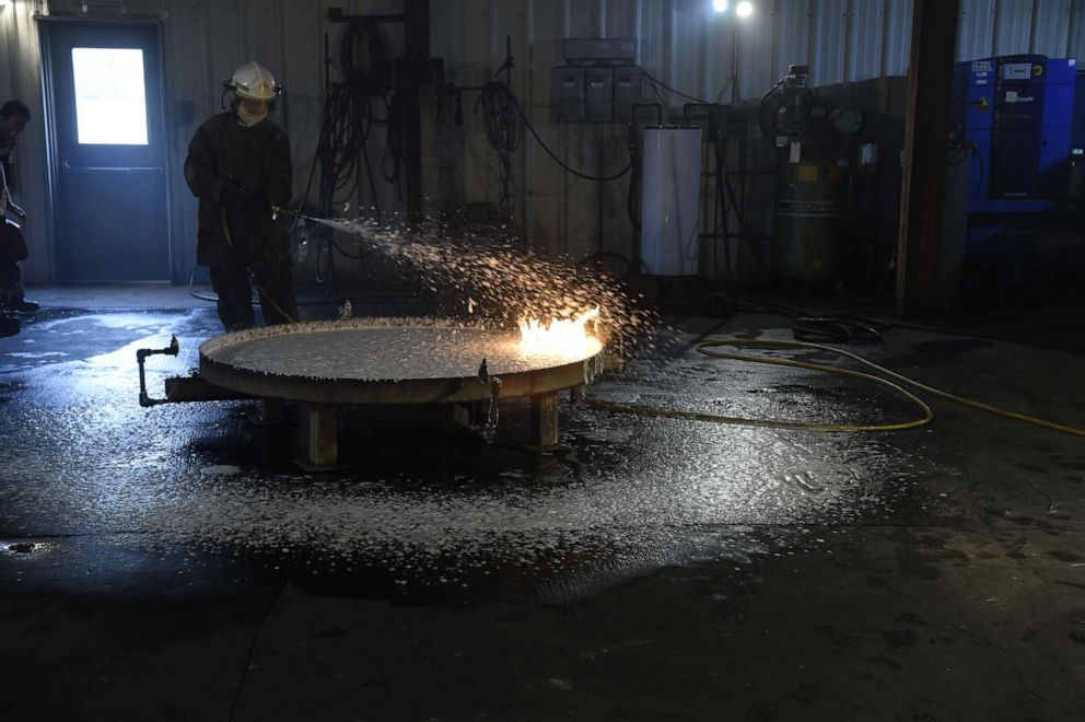 PHOTO: PFAS-free firefighting foam was tested in late October at the Naval Research Laboratory in Washington D.C.