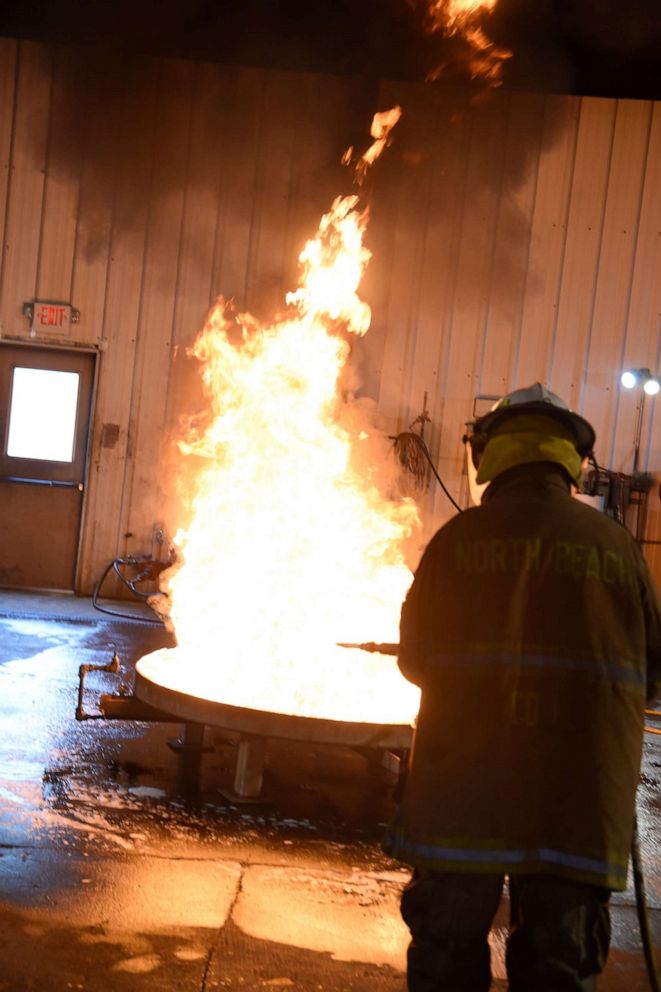 PHOTO: PFAS-free firefighting foam was tested in late October at the Naval Research Laboratory in Washington D.C.