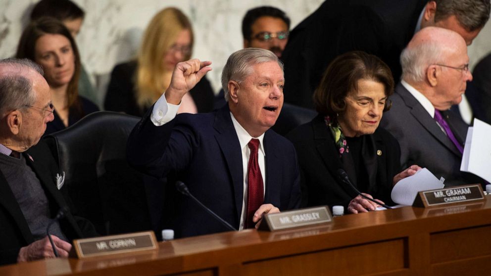 PHOTO: Sen. Lindsey Graham gives his opening statement during the Senate Judiciary Committee hearing on "Examining the Inspector General's report on alleged abuses of the Foreign Intelligence Surveillance Act (FISA) on Wednesday Dec. 11, 2019.