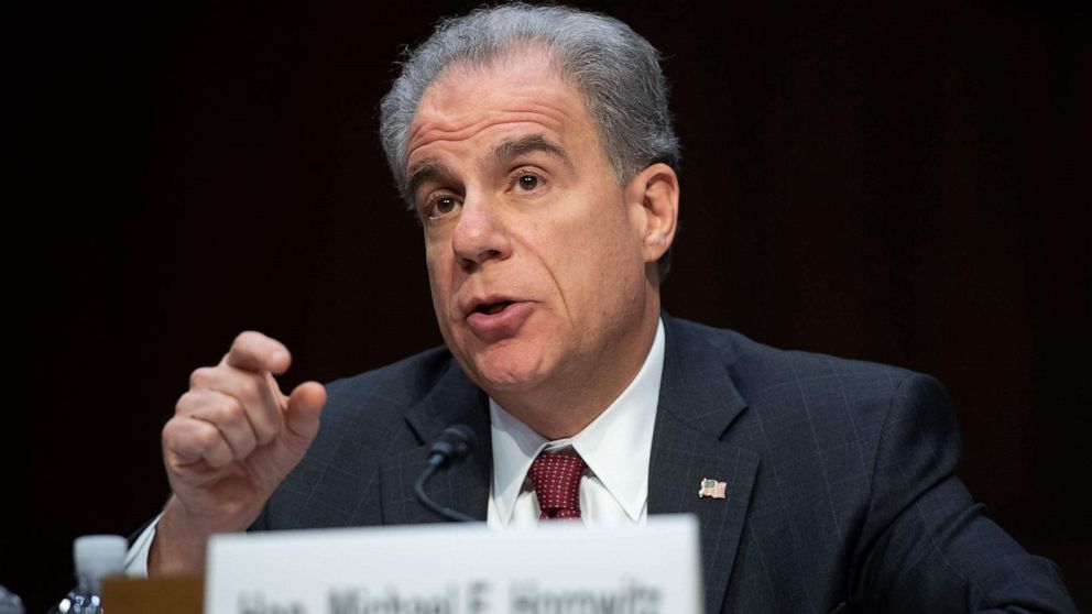 PHOTO: Justice Department Inspector General Michael Horowitz testifies about the Inspector General's report on alleged abuses of the Foreign Intelligence Surveillance Act during a Senate Judiciary Committee hearing in Washington, Dec. 11, 2019.