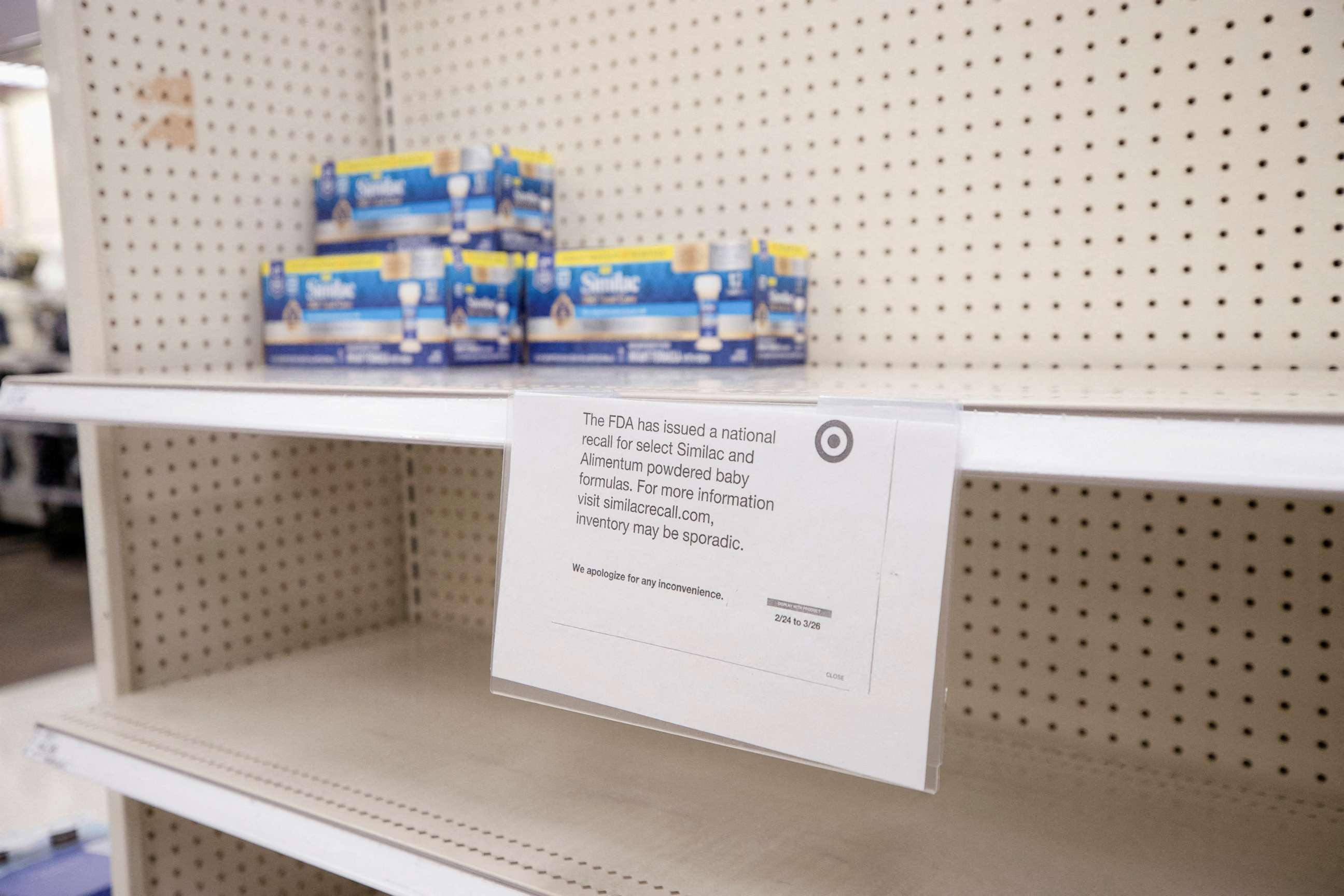 PHOTO: Empty shelves show a shortage of baby formula at a Target store in San Antonio, Texas, on May 10, 2022.