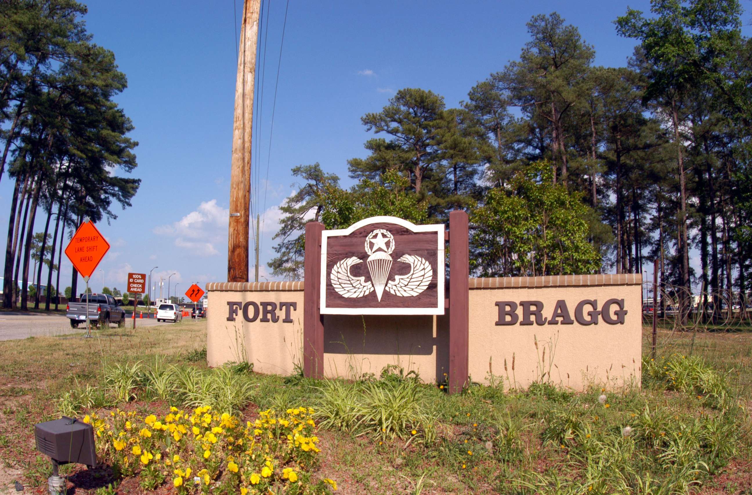 PHOTO: One of the entrances to Fort Bragg in Fayetteville, N.C. The 82d Airborne Division was assigned here in 1946, upon its return form Europe.