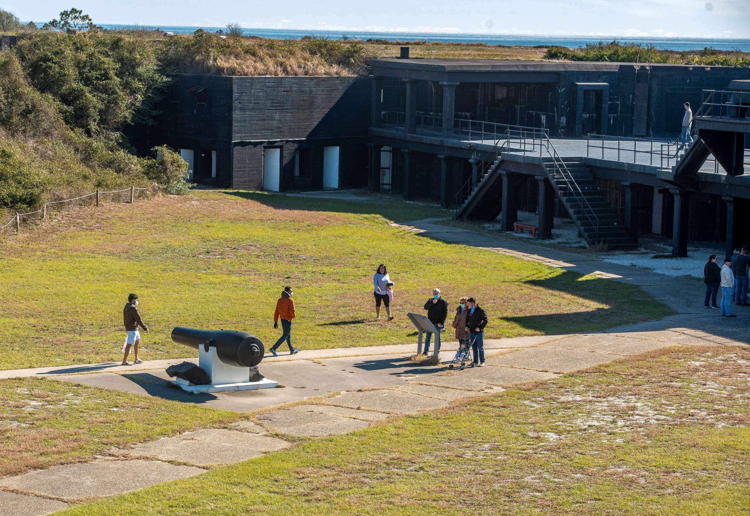 PHOTO: Visitors explore Fort Pickens in the Gulf Islands National Seashore, on Santa Rosa Island, near Pensacola, Fla., Dec. 26, 2020.