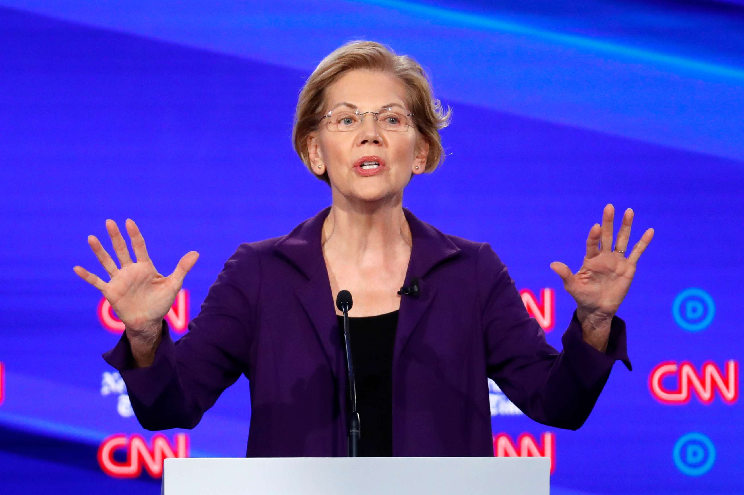 PHOTO: DemoDemocratic presidential hopeful Elizabeth Warren speaks during the fourth Democratic primary debate at Otterbein University in Westerville, Ohio, Oct. 15, 2019.